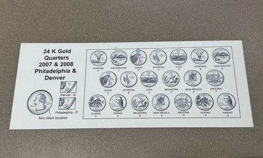 2007-2008 24kt Gold Plated US Mint State Quarters Set in Box