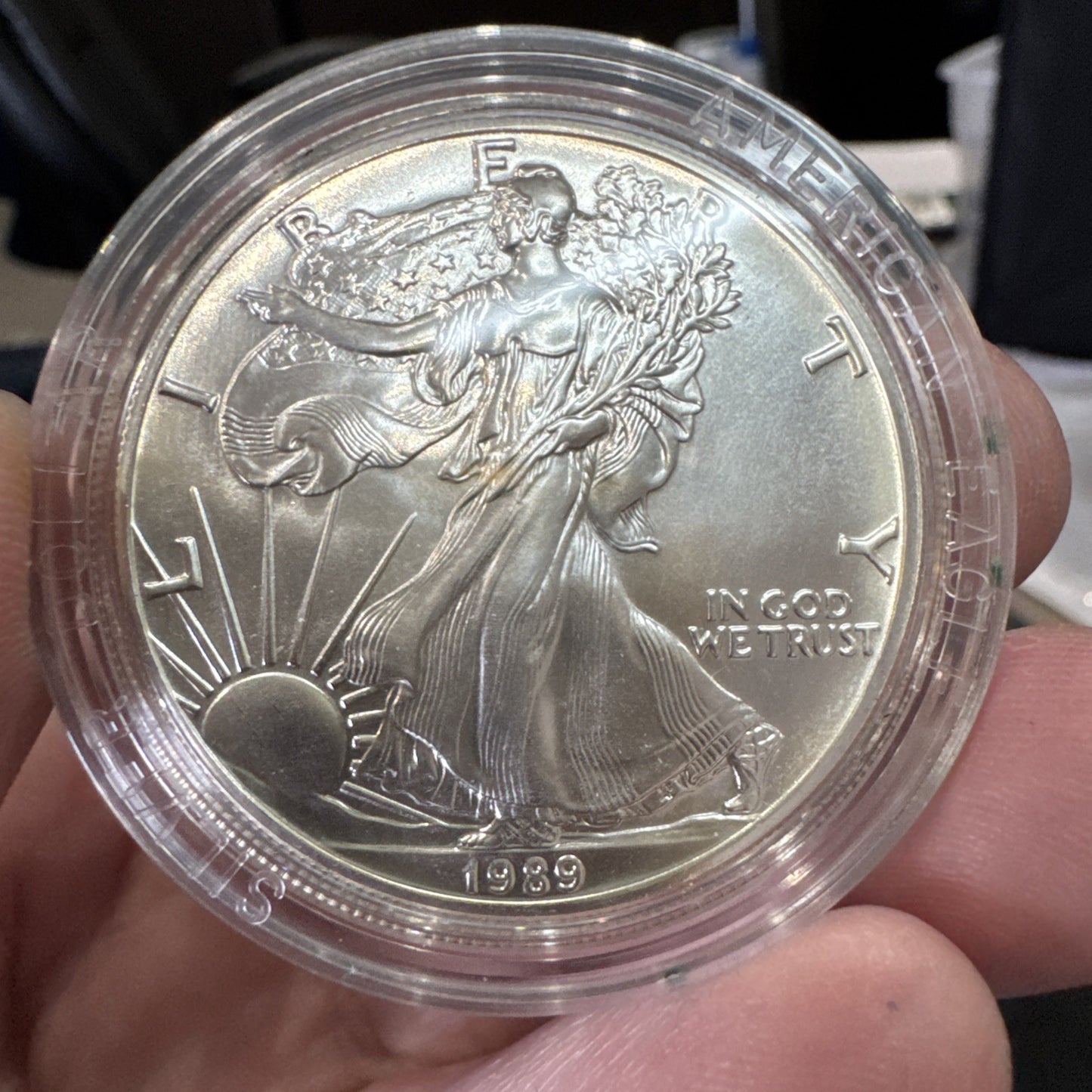 1989 U.S. American Eagle One Ounce Silver Uncirculated Coin with Box