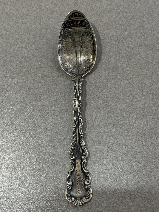 Sterling Silver Souvenir Spoon Binghamton  Statue 23.6 Grams 5 7/8”