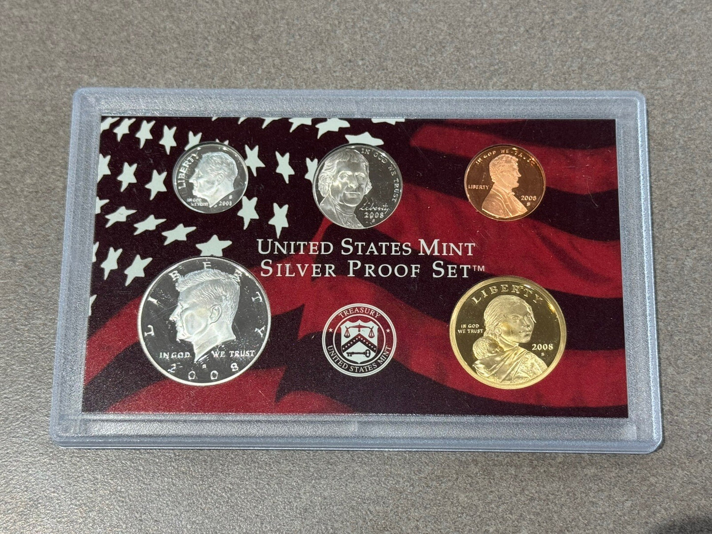 2008-S SILVER PROOF SET - 14 COINS - OGP COA