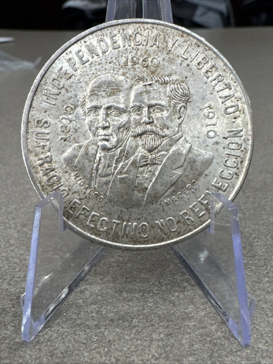 1960 Mexico Diez 10 Pesos War Of Independence 28.888g Silver 0.900 Coin