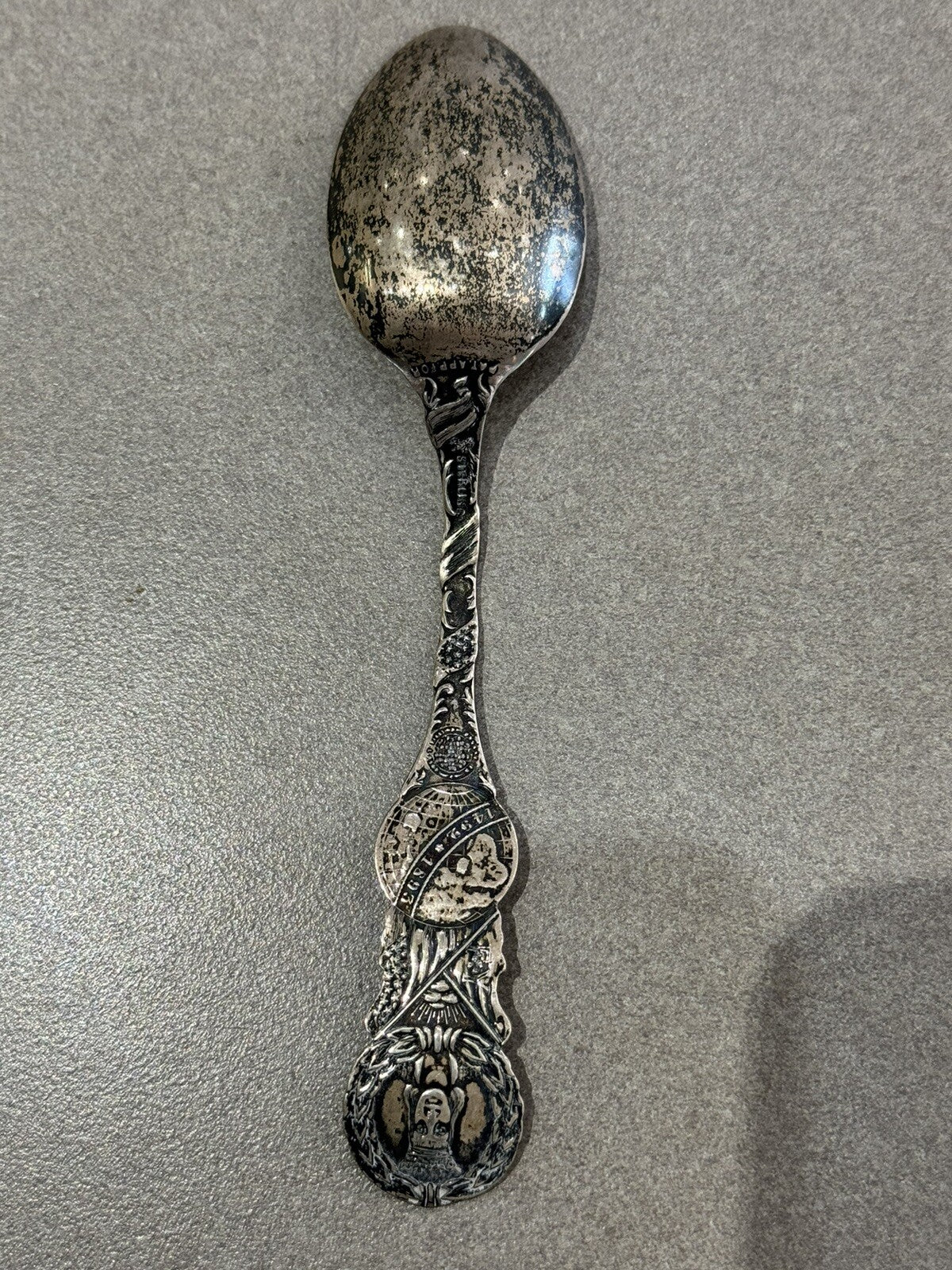 WORLD'S COLUMBIAN EXPOSITION 1895 STERLING SILVER SOUVENIR SPOON 22.8 Gr 5 7/8 “