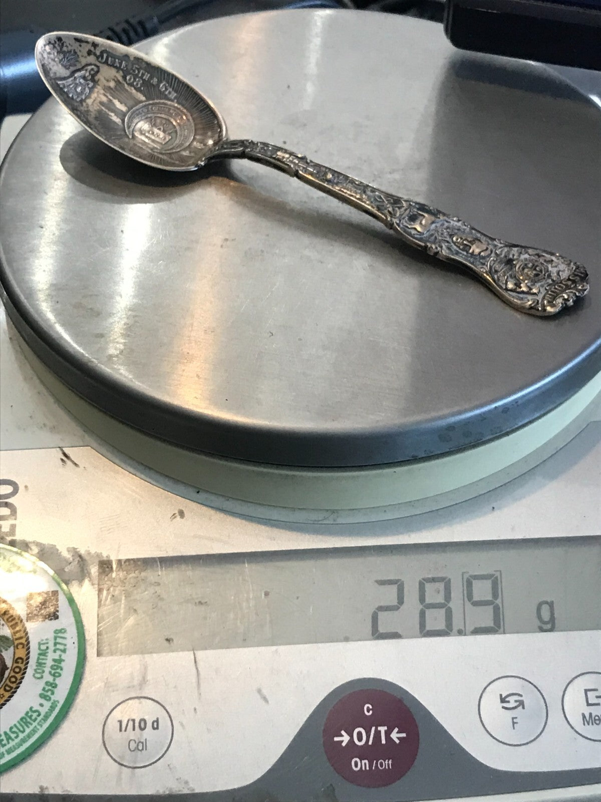 First Governor of Missouri Sterling Silver Spoon Nice Details TONED 28.9g 5 3/4"