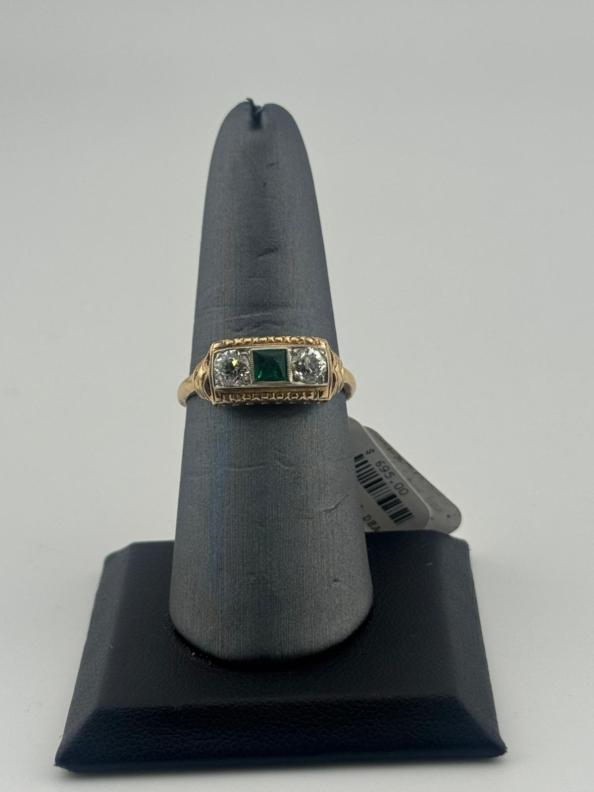 Gold Diamond -Emerald Ring