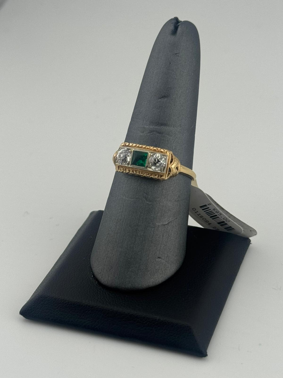 Gold Diamond -Emerald Ring