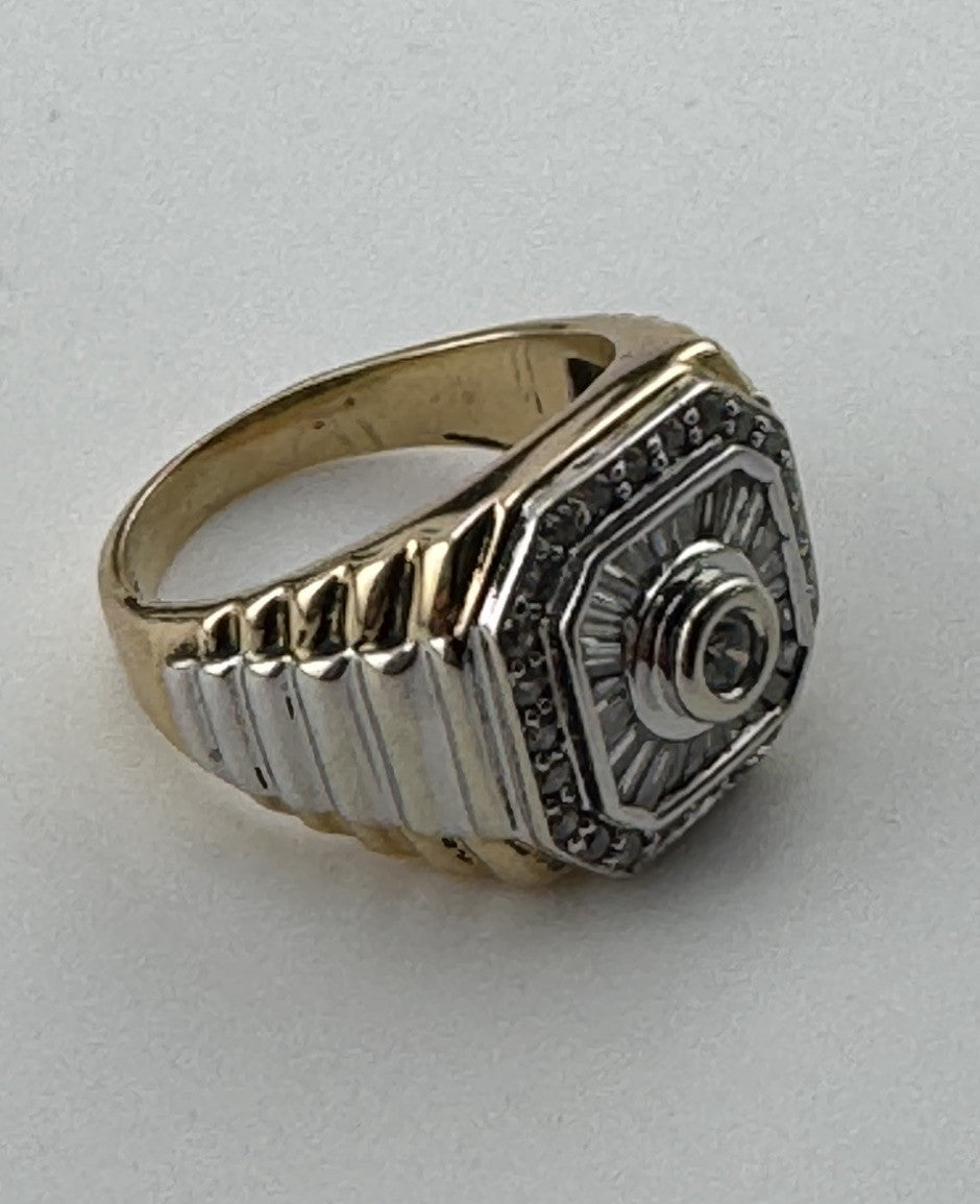 14k Men’s Fancy Cut  Men's Diamond Ring Invisible Setting Step Two Tone 🔥 .