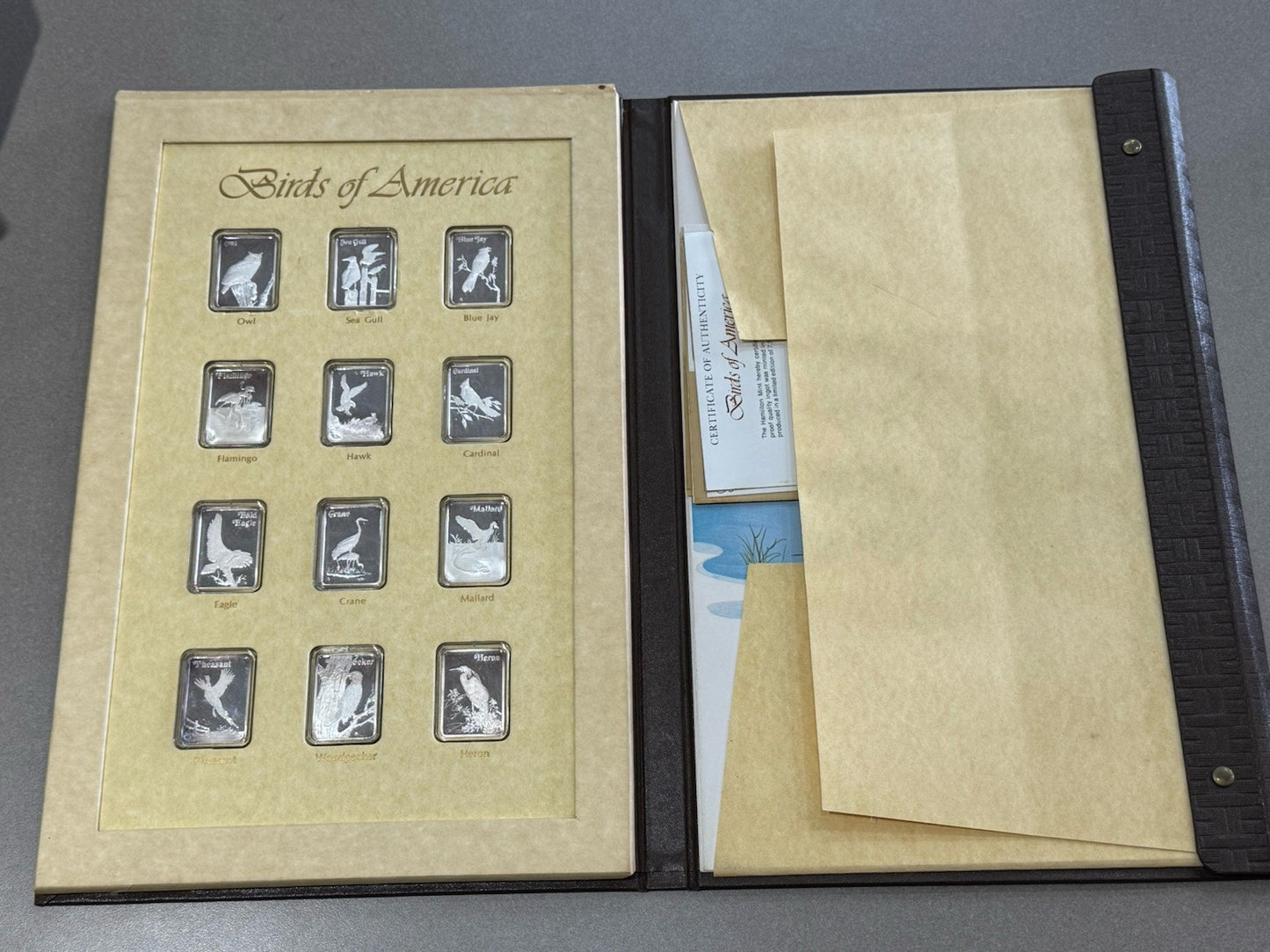 "BIRDS OF AMERICA" LARGE COLOR PRINTS AND 12 OZ. .999 SILVER BARS, #838 Of 7500