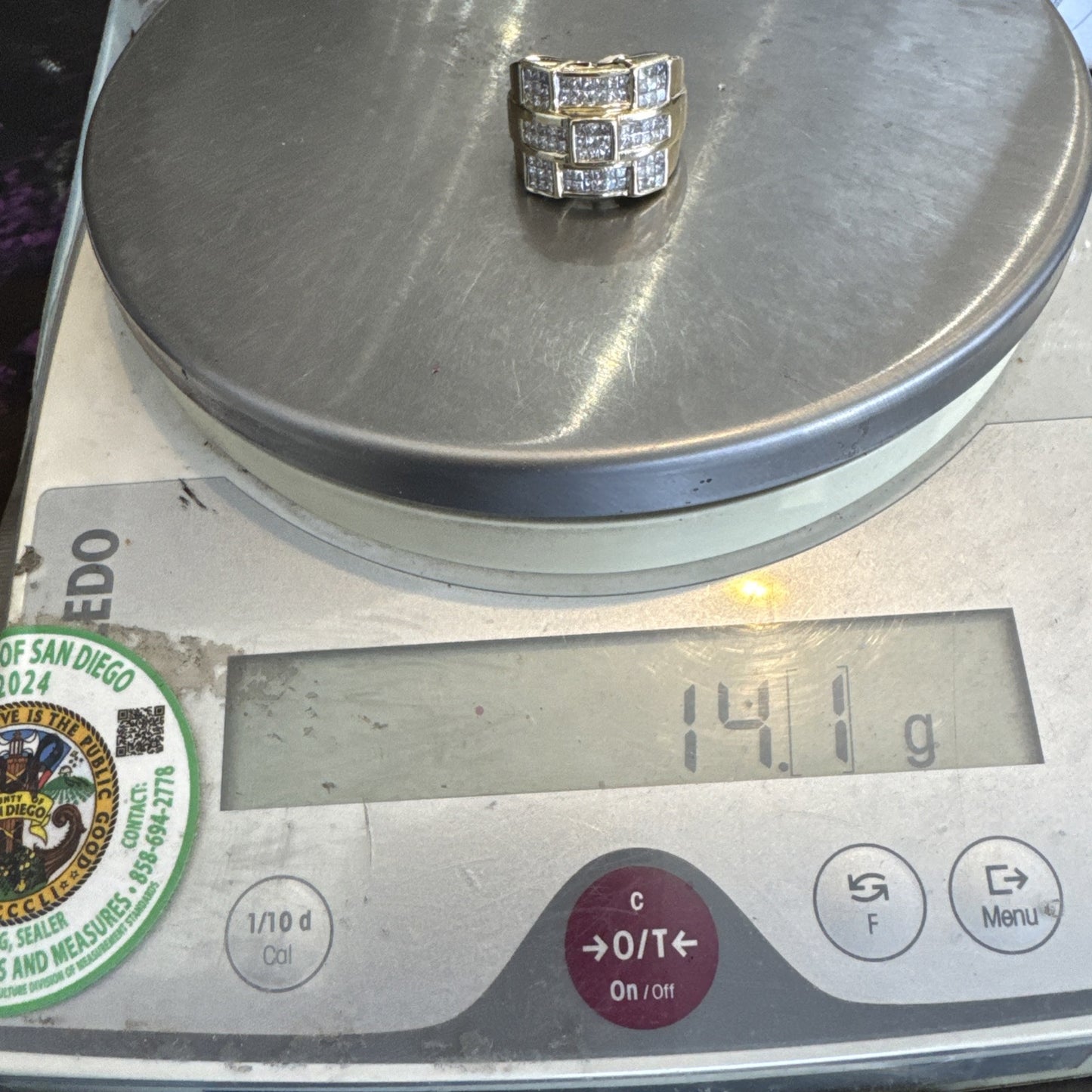 14k Men’s Fancy Cut  Men's Diamond Ring Invisible Setting 14.1 Grams Total .