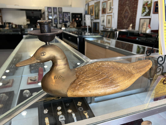 1983 Chapman bronze duck with candle holder