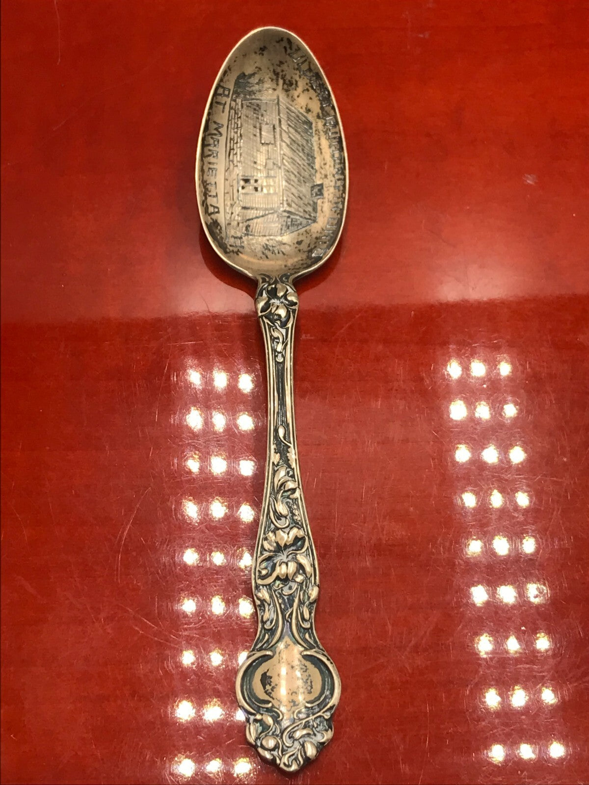 Antique RW&S Wallace Oldest Building in Ohio At Marrieta Sterling Silver Spoon