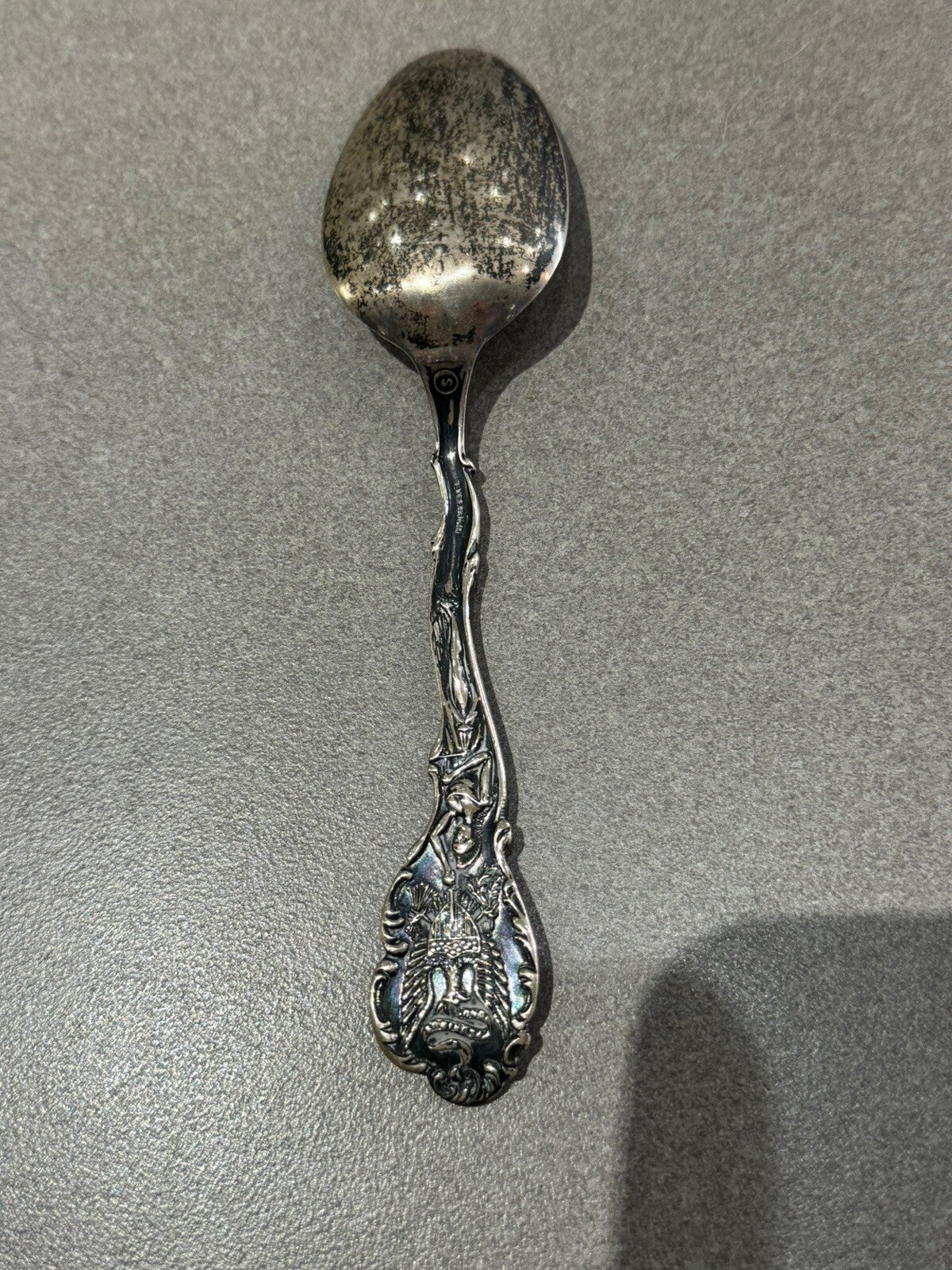 Buck Deer Horns Clock BPOE ELKS # 476 Sterling Souvenir Spoon 23.3gr 5.5 “