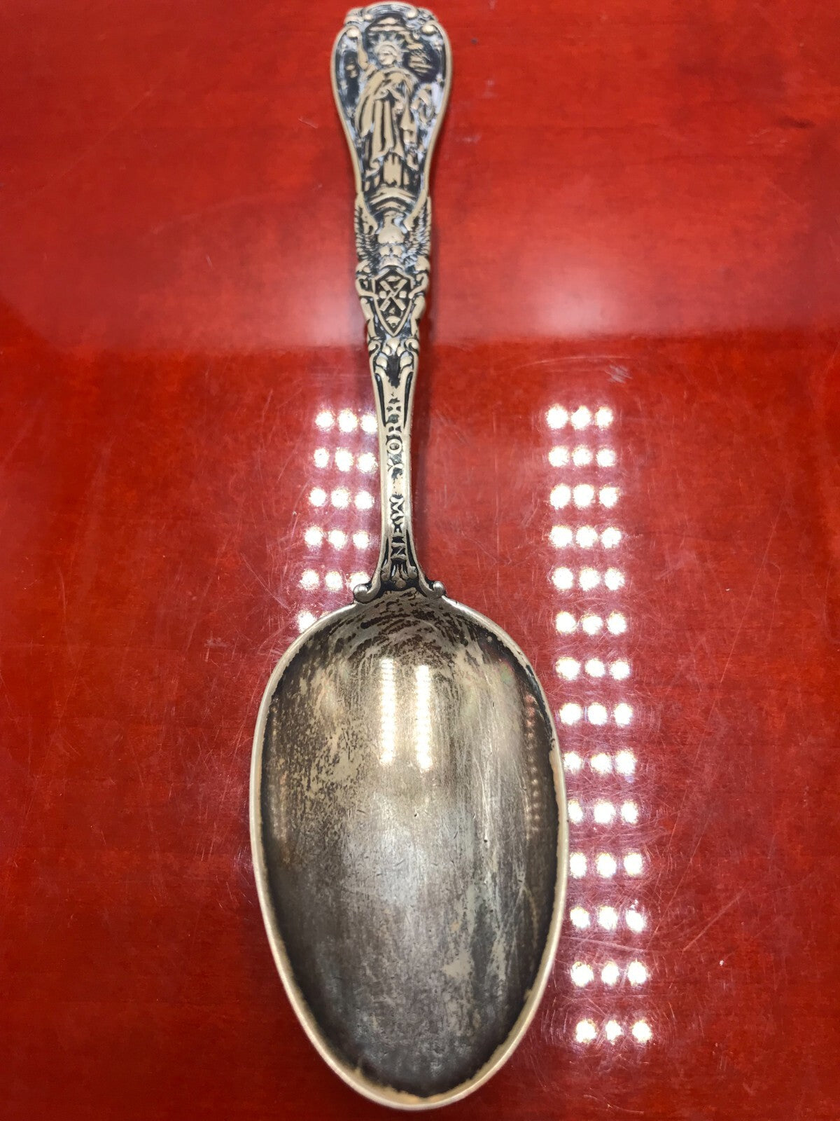 TIFFANY & CO. STERLING SILVER STATUE OF LIBERTY NEW YORK SOUVENIR SPOON 32.9G