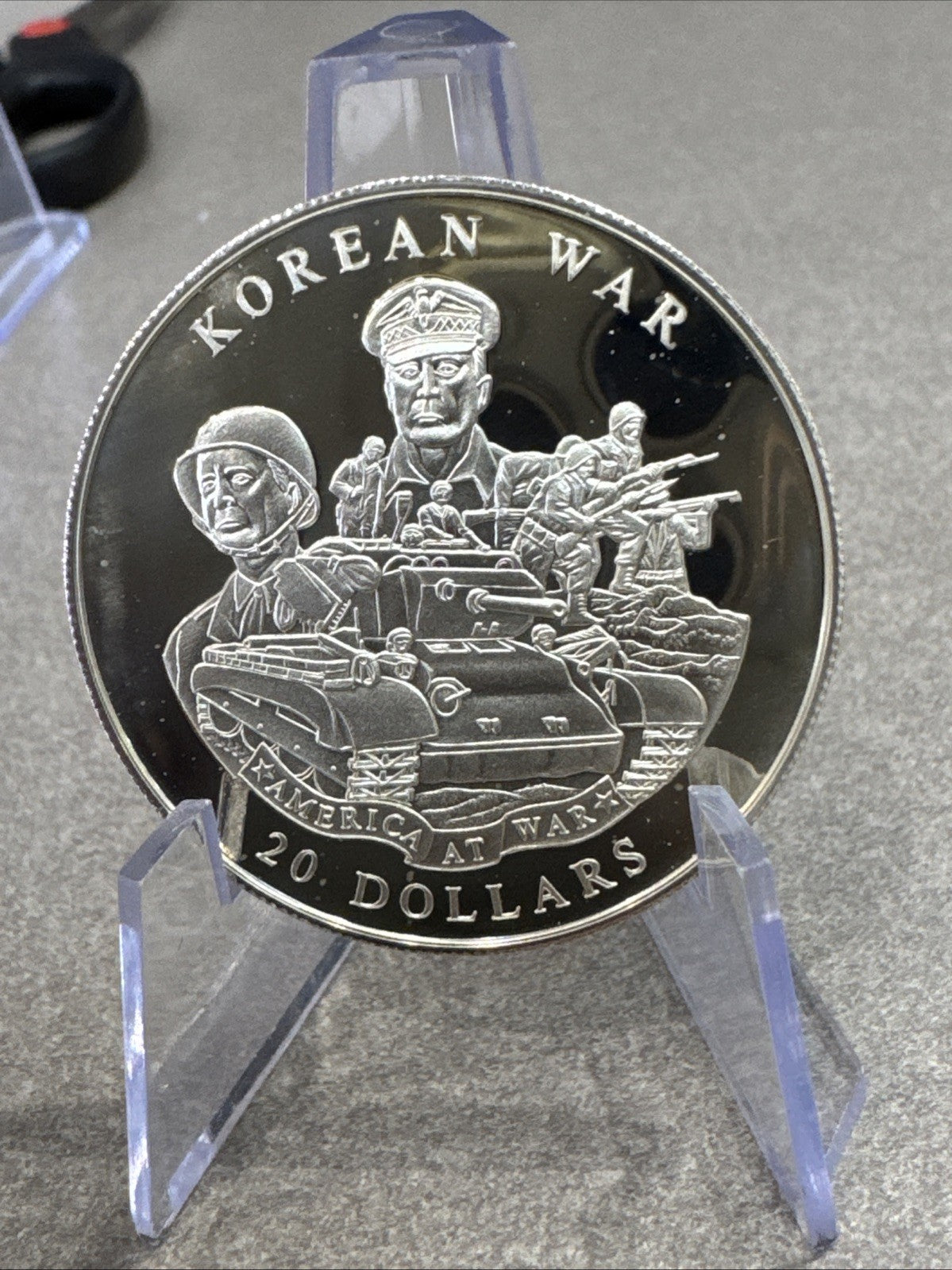 KOREAN WAR AMERICA AT WAR 2003 LIBERIA SILVER COIN RARE STUNNING !