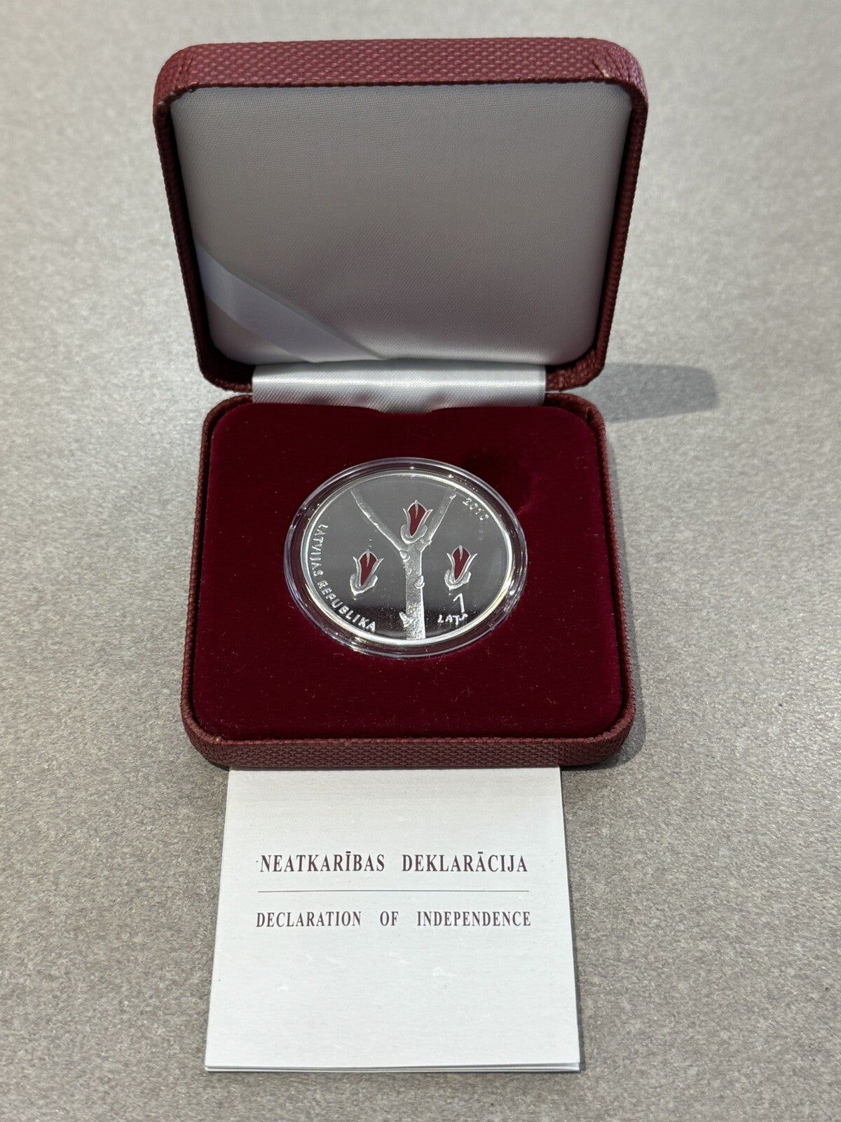 LATVIA 1 lats 2010 SILVER Declaration of Independence Only 7000 Minted Stunning