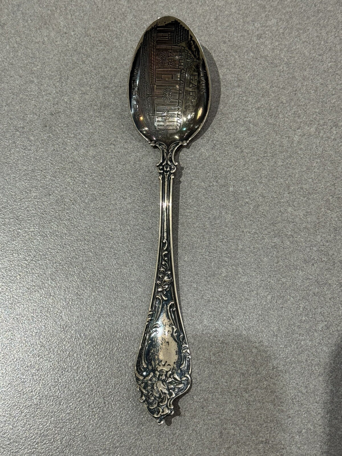 Antique Mission San Gabriel  Los Angeles  Silver Souvenir Spoon 5.5 “ 14.4 Grams