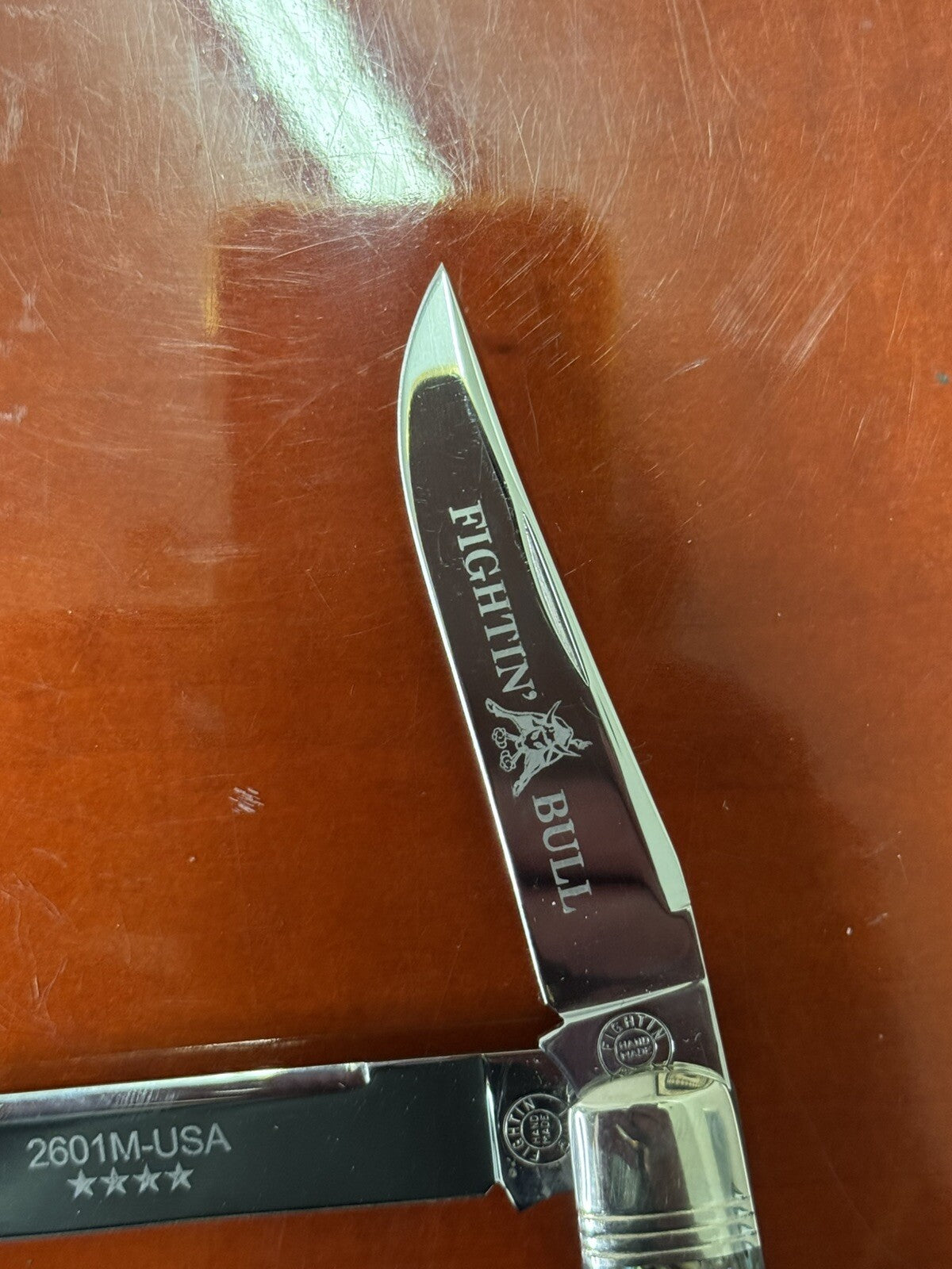 Wendell Carson Pocketknife Fightin Bull 2601m 2008 Trapper Mosaic Green Stunner