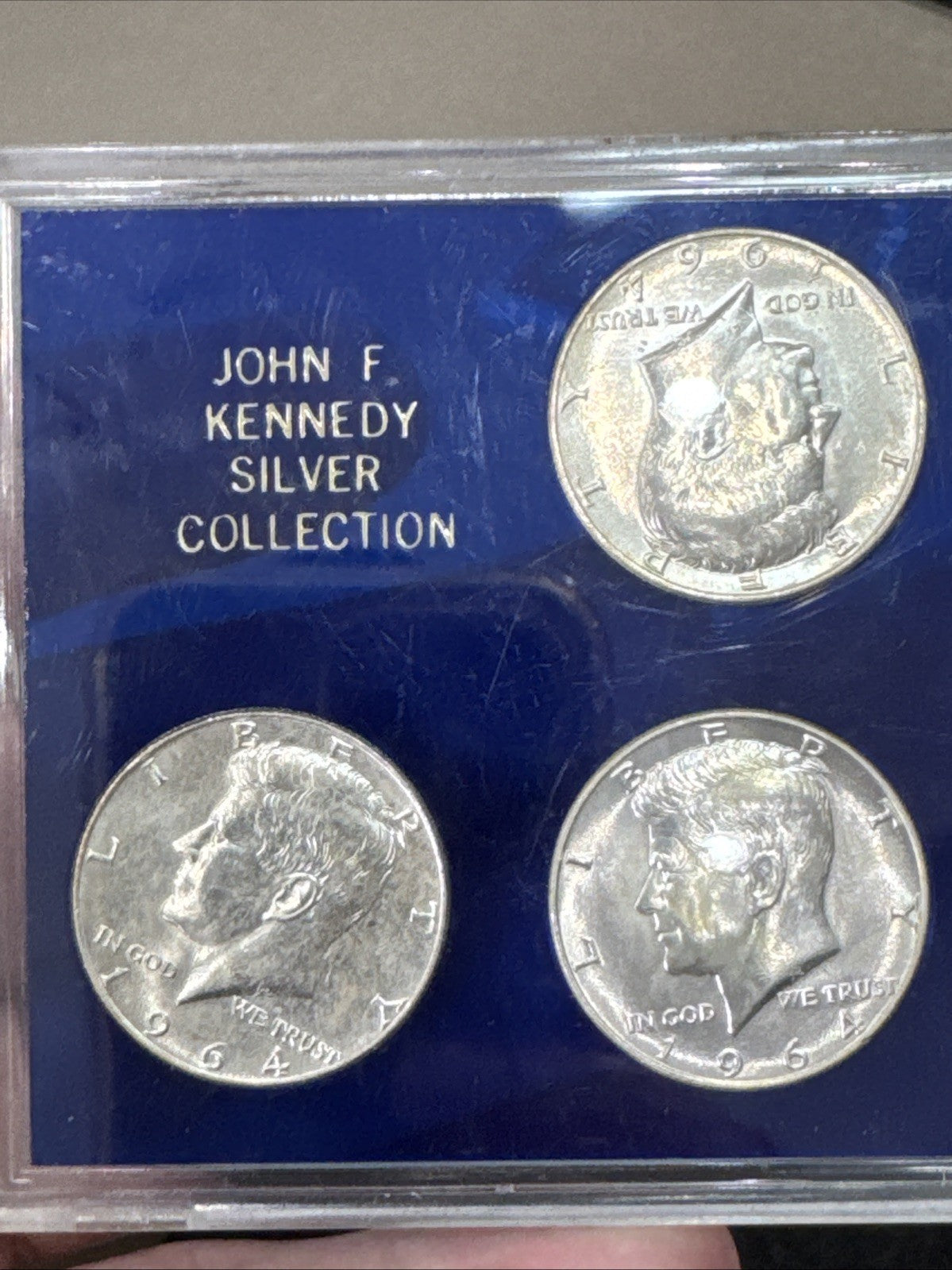 Lot Of 3 (Three) 1964 Kennedy Half Dollars  90% Silver In Sealed Case