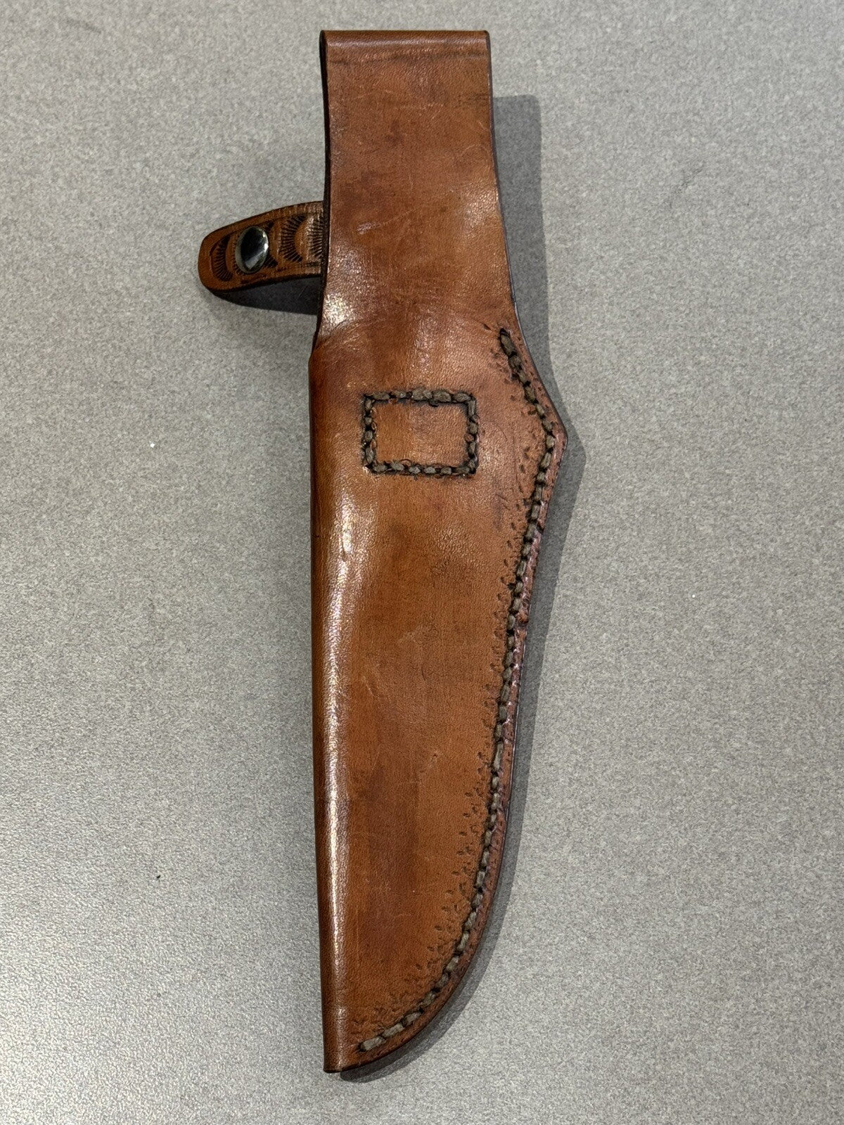 DAMASCUS STEEL BOWIE HUNTING  KNIFE WITH CUSTOM SHEATH 5” BLADE 9 1/2 “ FULL