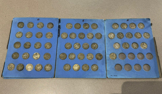 United States 1942-45 61 War Time Jefferson Nickels 35% Silver Set In Book