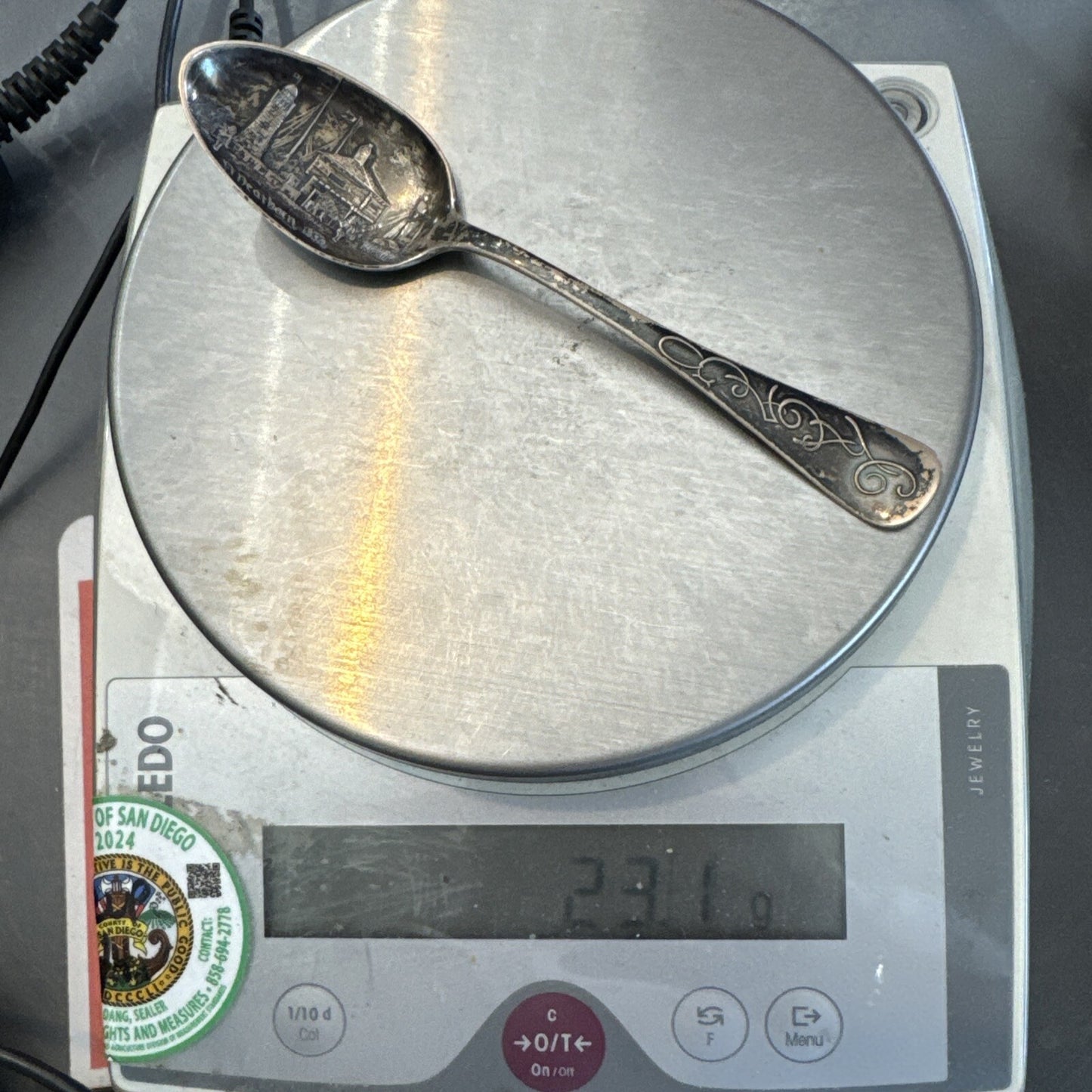 Sterling Silver Souvenir Spoon - Fort Dearborn Chicago Illinois 23.1 Grams 6”