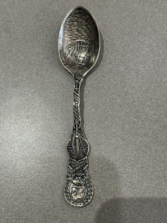 WORLD'S COLUMBIAN EXPOSITION 1895 STERLING SILVER SOUVENIR SPOON 22.8 Gr 5 7/8 “