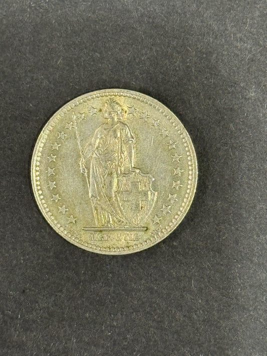 Switzerland 1968 B 2 Franc HELVITIA  Silver Coin TONER GREAT STRIKE !!