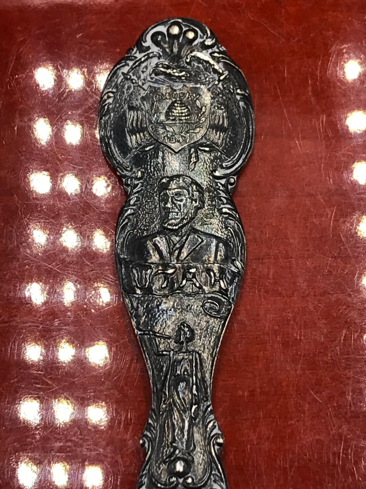 Eagle Gate Mormon Temple Utah Sterling Spoon Rainbow Toned 5 1/2" 21.9g