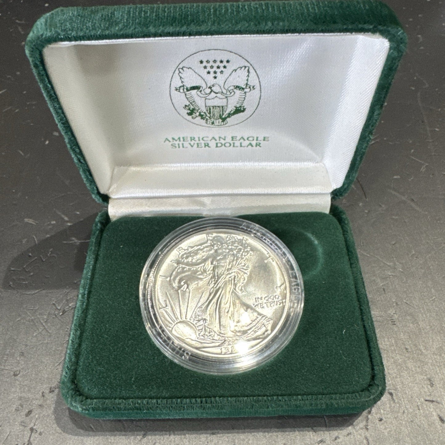 1989 U.S. American Eagle One Ounce Silver Uncirculated Coin with Box And COA