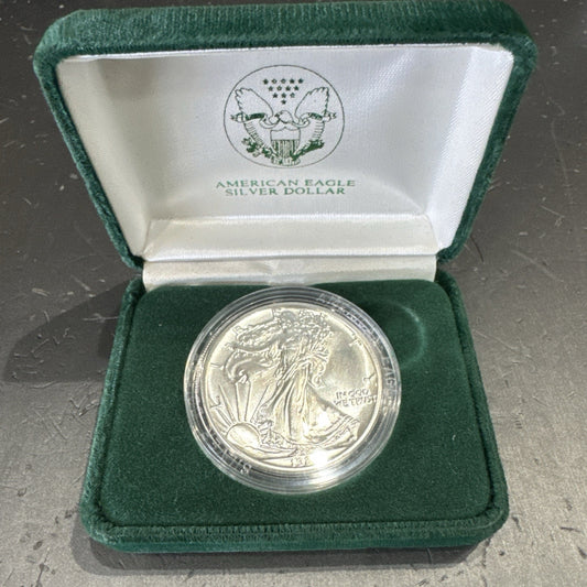 1989 U.S. American Eagle One Ounce Silver Uncirculated Coin with Box And COA