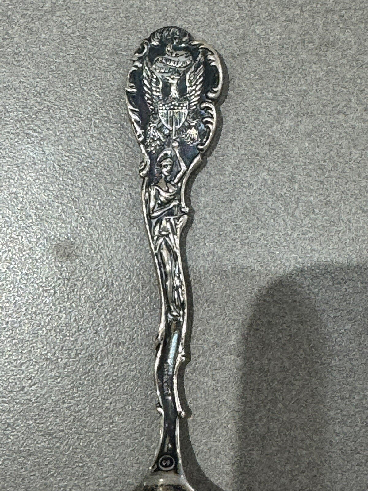 Buck Deer Horns Clock BPOE ELKS # 476 Sterling Souvenir Spoon 23.3gr 5.5 “