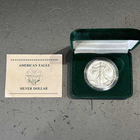 1989 U.S. American Eagle One Ounce Silver Uncirculated Coin with Box And COA