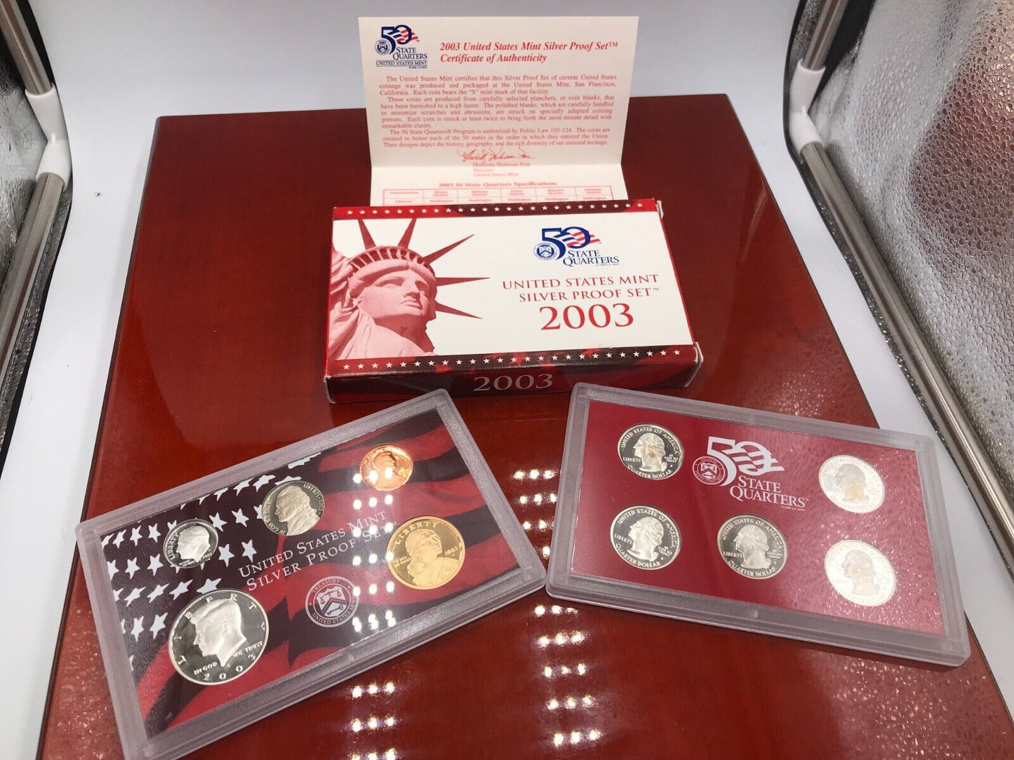 2003-San Francisco US Mint Silver Proof Set w/State Quarters with box & coa