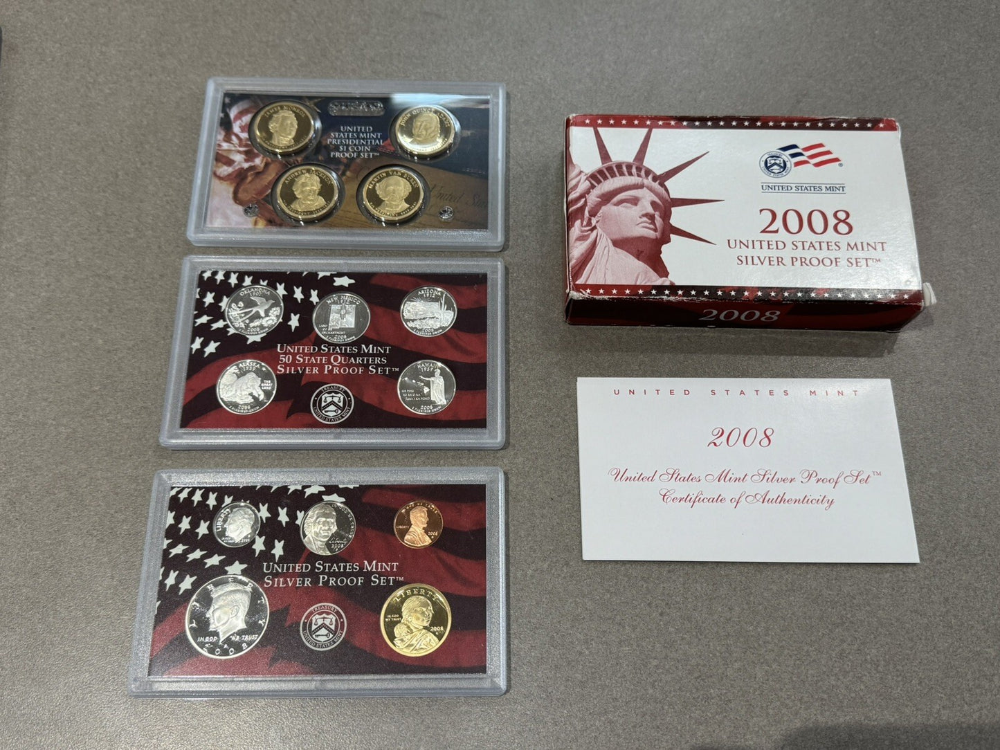 2008-S SILVER PROOF SET - 14 COINS - OGP COA