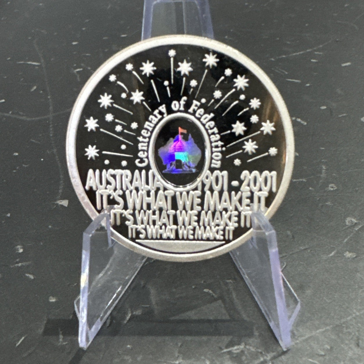 2001 Centenary of Federation Finale Hologram 36.3 g .999 Silver Proof Coin