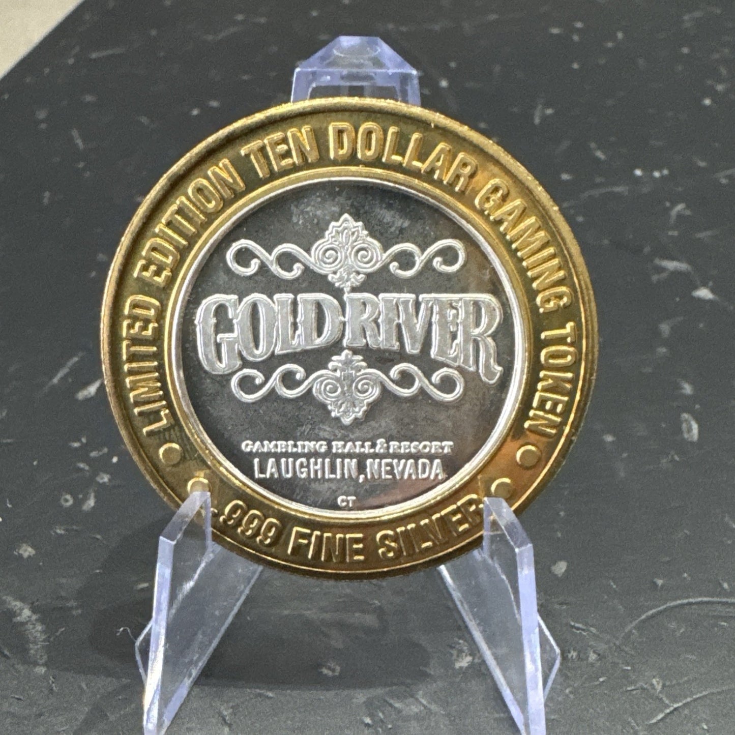 Gold River Casino Limited Ten Dollar Gaming Token .999 Fine Silver- Gold Miner