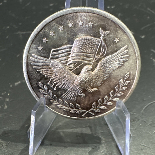Vintage SILVER TRADE UNIT 1oz Round USA Eagle Toned SCALES 31.1 Grams !