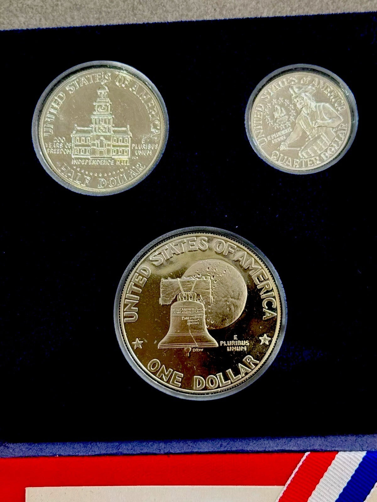 1776-1976 US Mint Bicentennial Silver Proof Set - Original Holder- 3 Coins Total