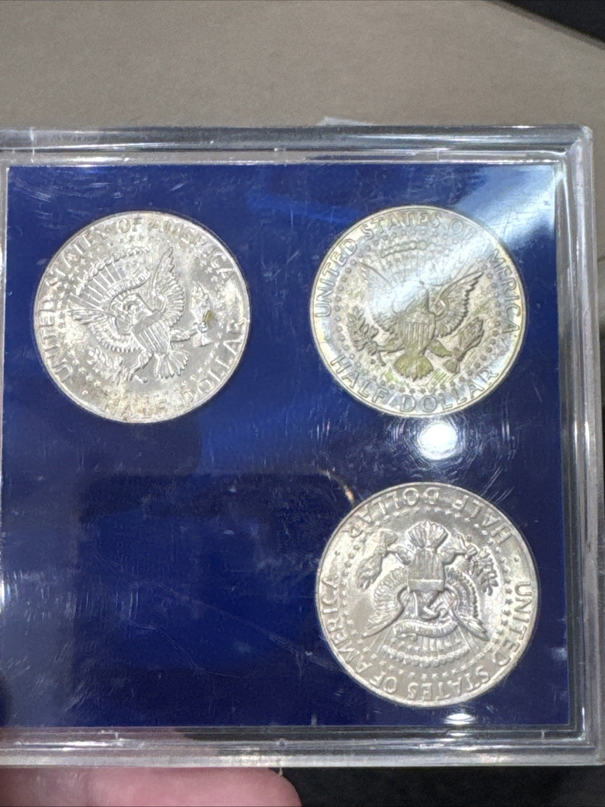 Lot Of 3 (Three) 1964 Kennedy Half Dollars  90% Silver In Sealed Case