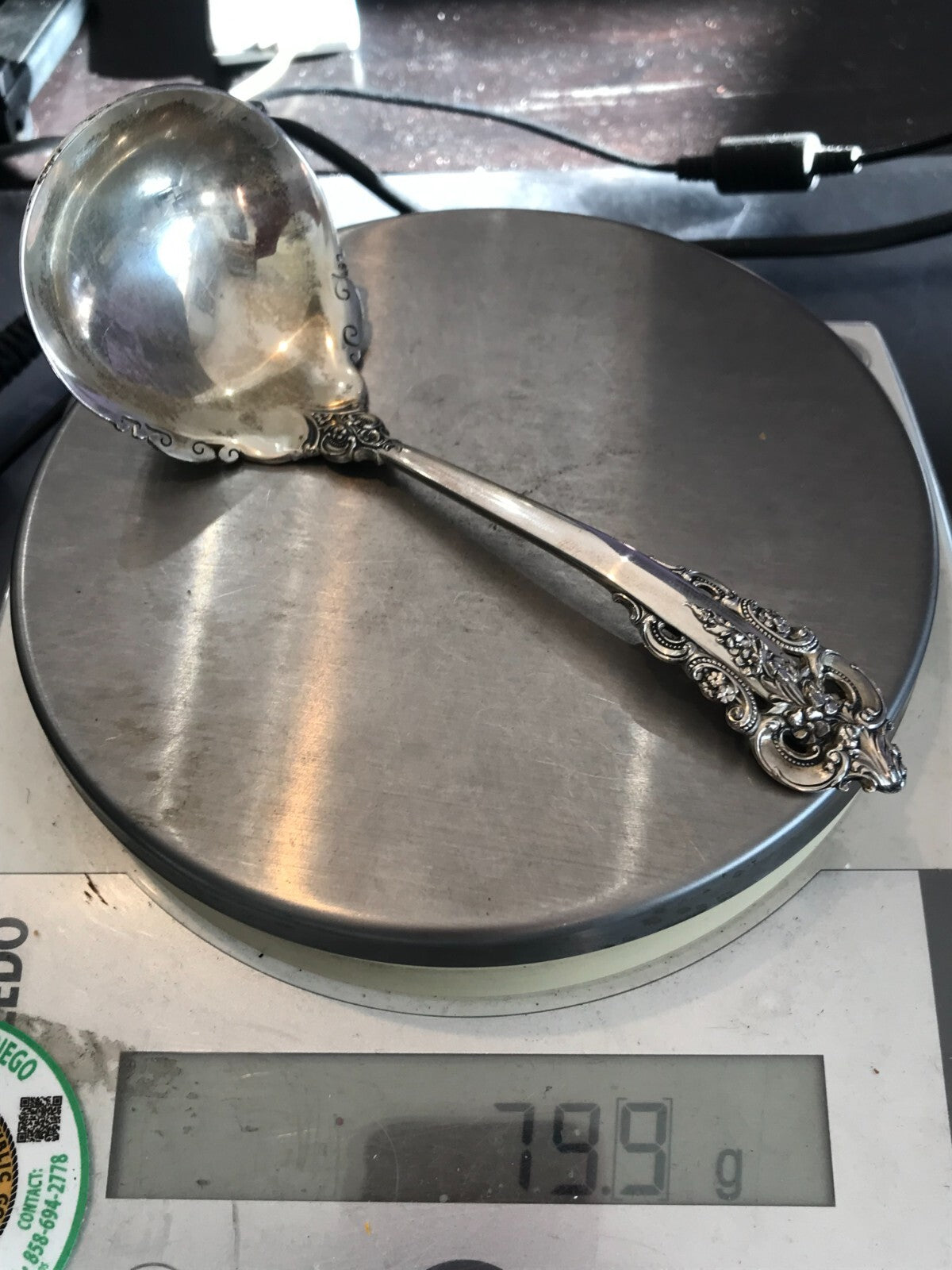 Wallace Grand Baroque Sterling Silver Serving Spoon 6.25 inches 79.9g