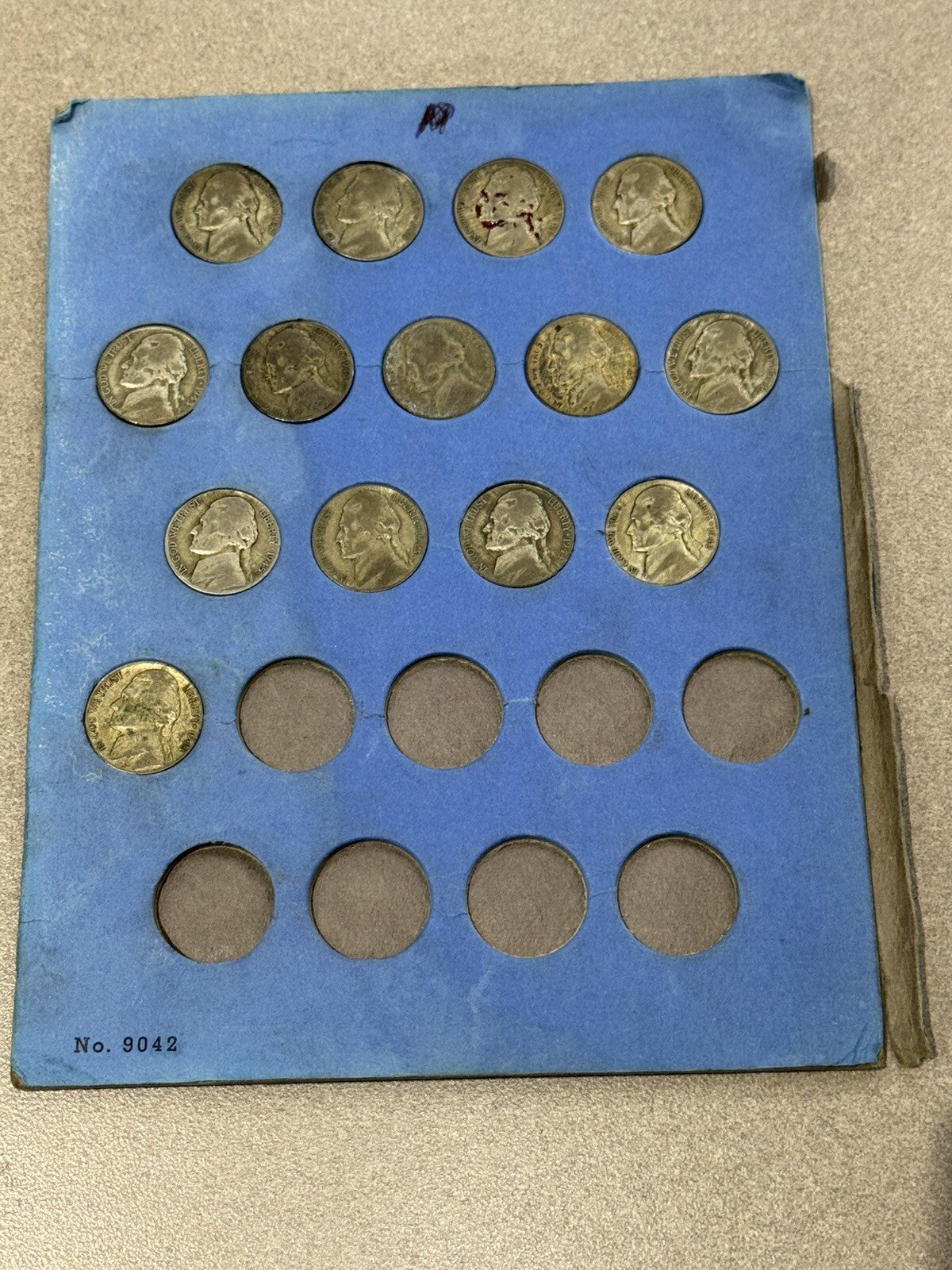 United States 1942-45 61 War Time Jefferson Nickels 35% Silver Set In Book