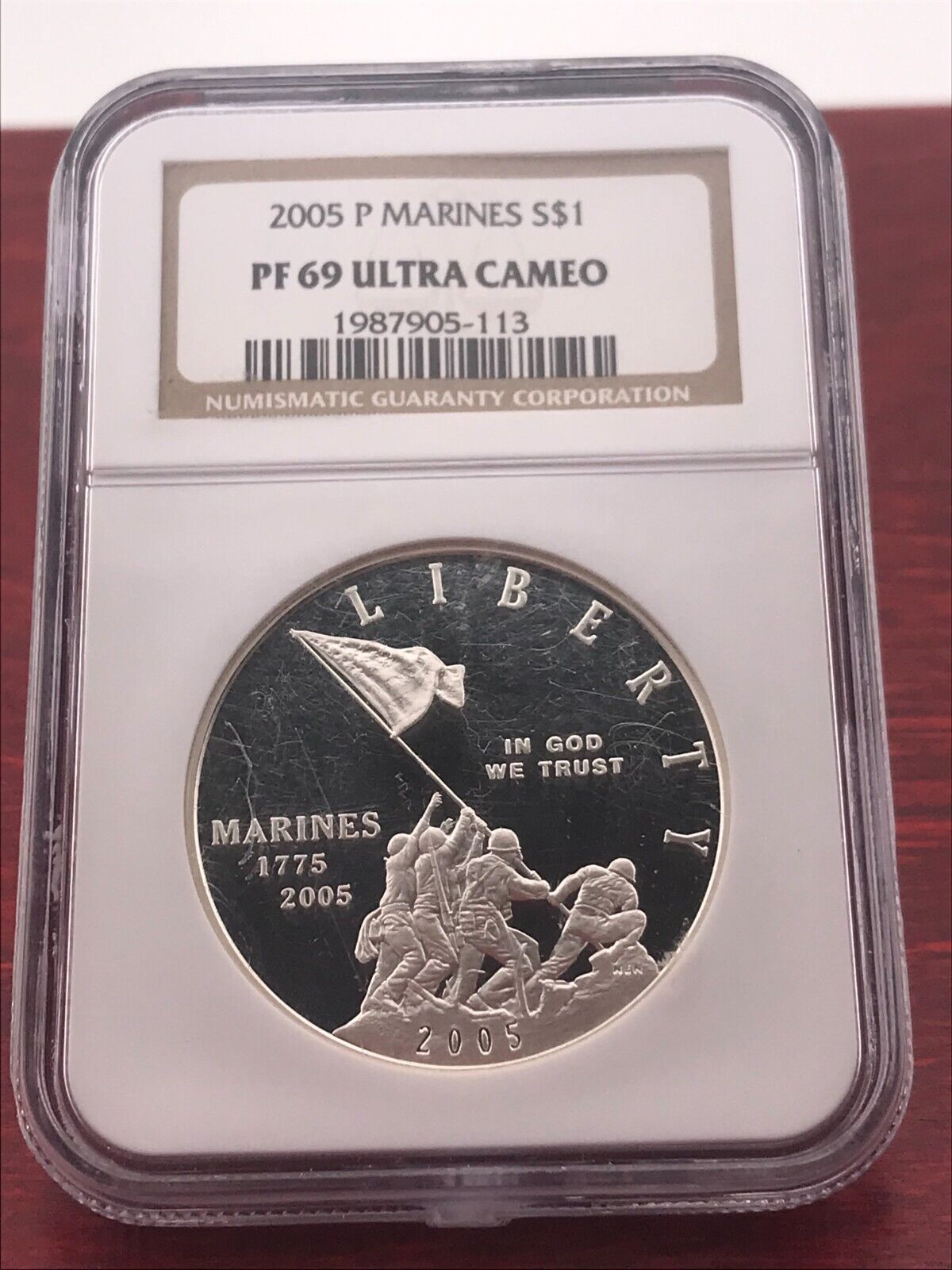 2005 P Marine Corps Silver Dollar PF69 Ultra Cameo NGC