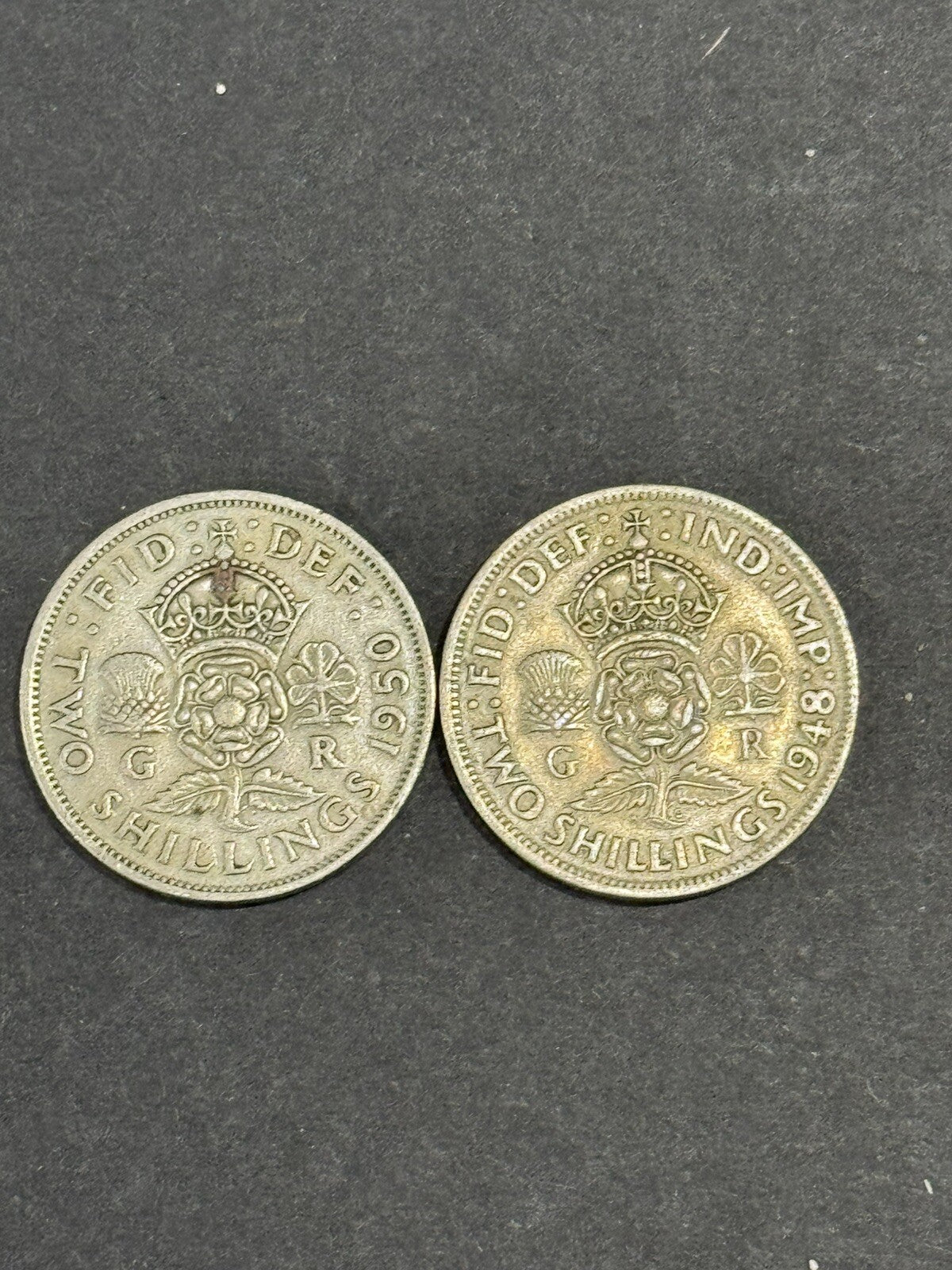 1948,1950 Great Britain George VI 2 Shillings Silver Coin Nice strike