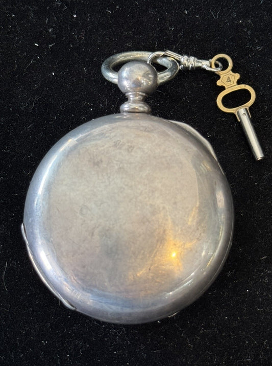 Antique Elgin Coin Silver Pocket Watch with Key Working Read Description!