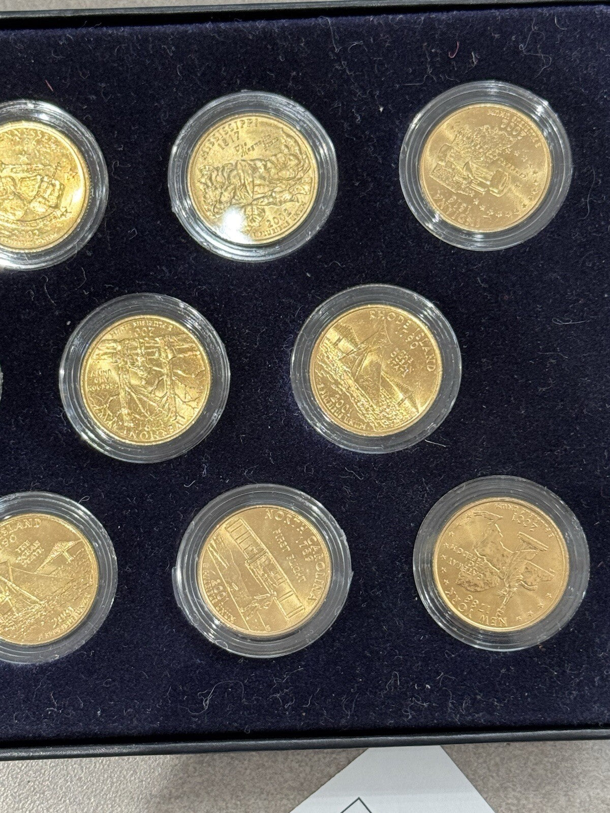 2001- 2002 24kt Gold Plated US Mint State Quarters Set in Box Encapsulated !!