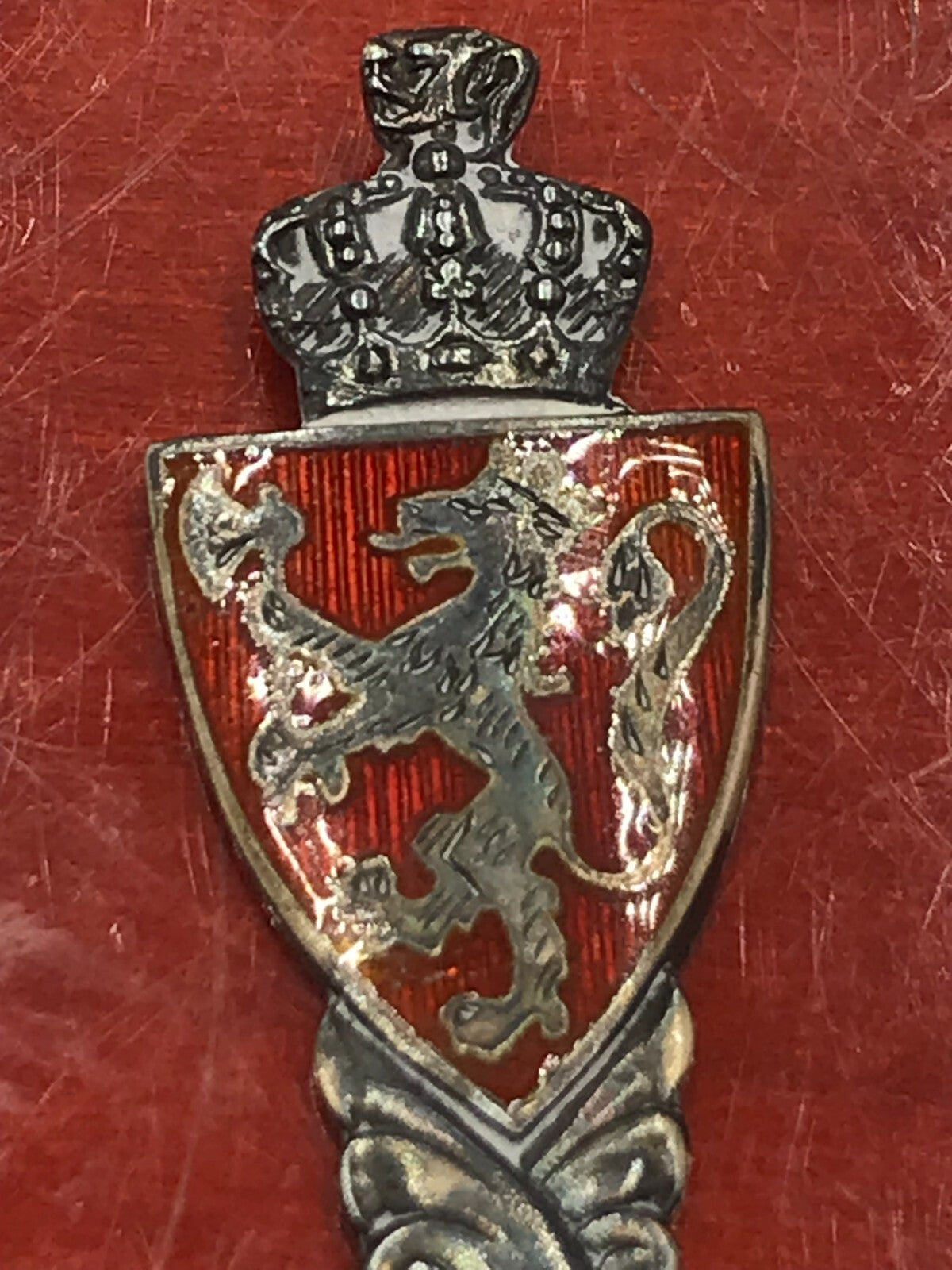 Vintage Sterling Silver NORWAY AKSEL HOLMSEN Enamel Souvenir Spoon 4.25" 9.1g