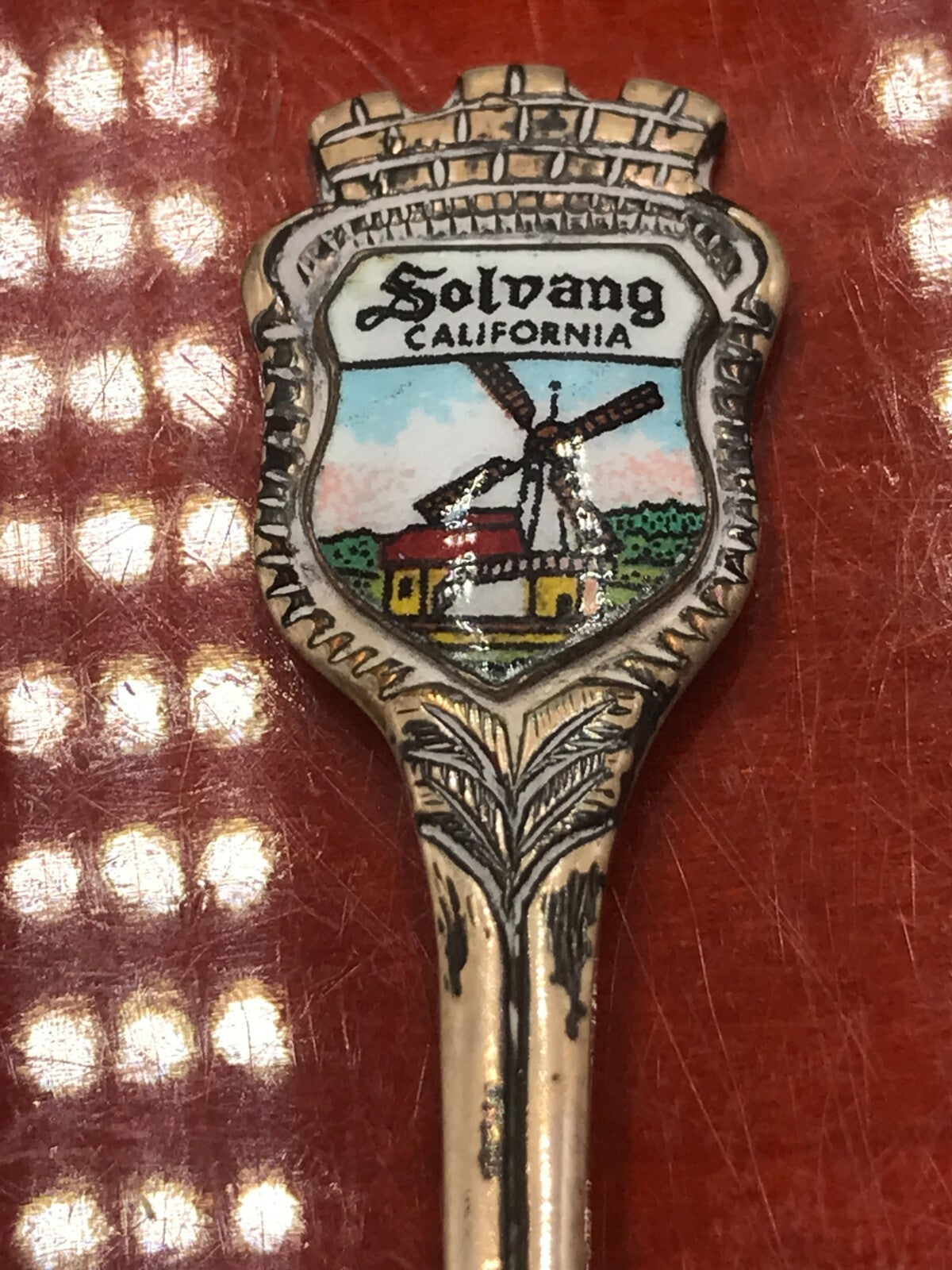 Solvang Windmill Spoon Souvenir Enamel California Vintage 4" 9.6g