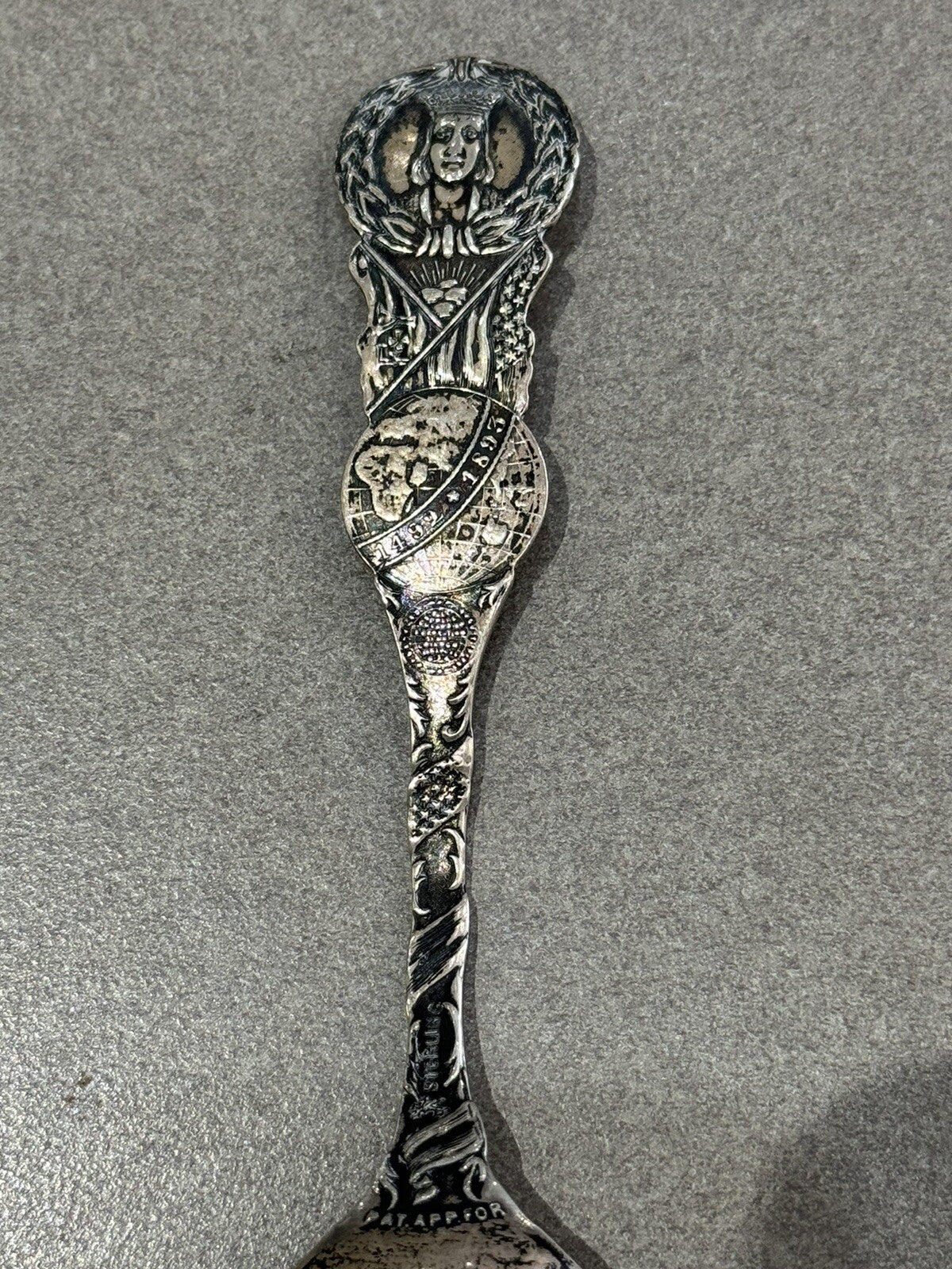 WORLD'S COLUMBIAN EXPOSITION 1895 STERLING SILVER SOUVENIR SPOON 22.8 Gr 5 7/8 “