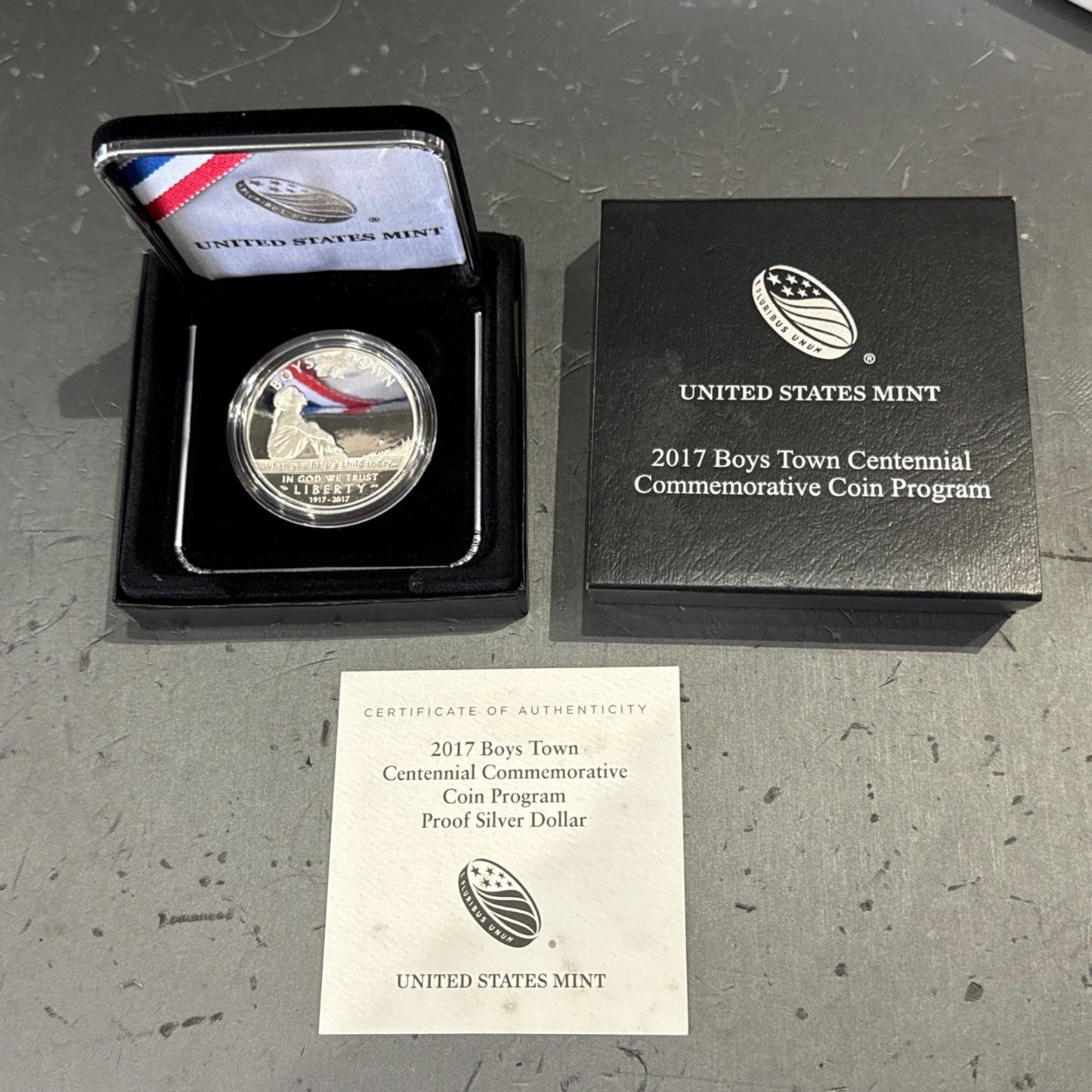 Boys Town Centennial Commemorative 2017 P 90% Silver Dollar Proof $1 Coin OGP