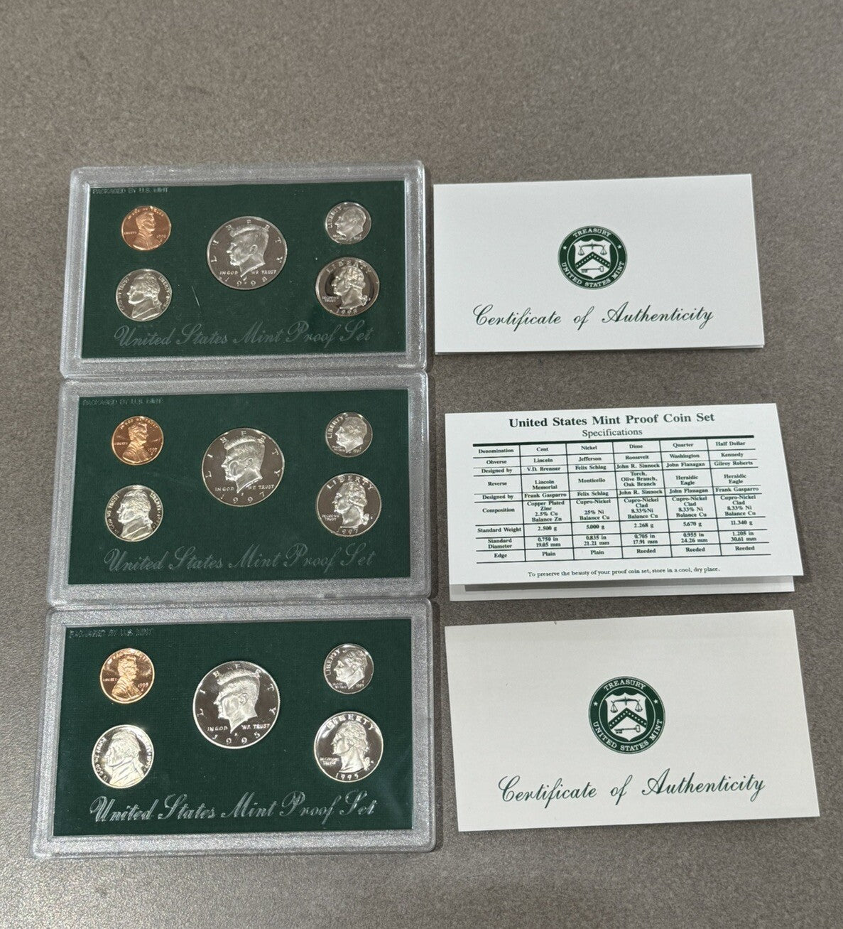 1995,1997,1998 PROOF SETS OGP WITH COA COMPLETE