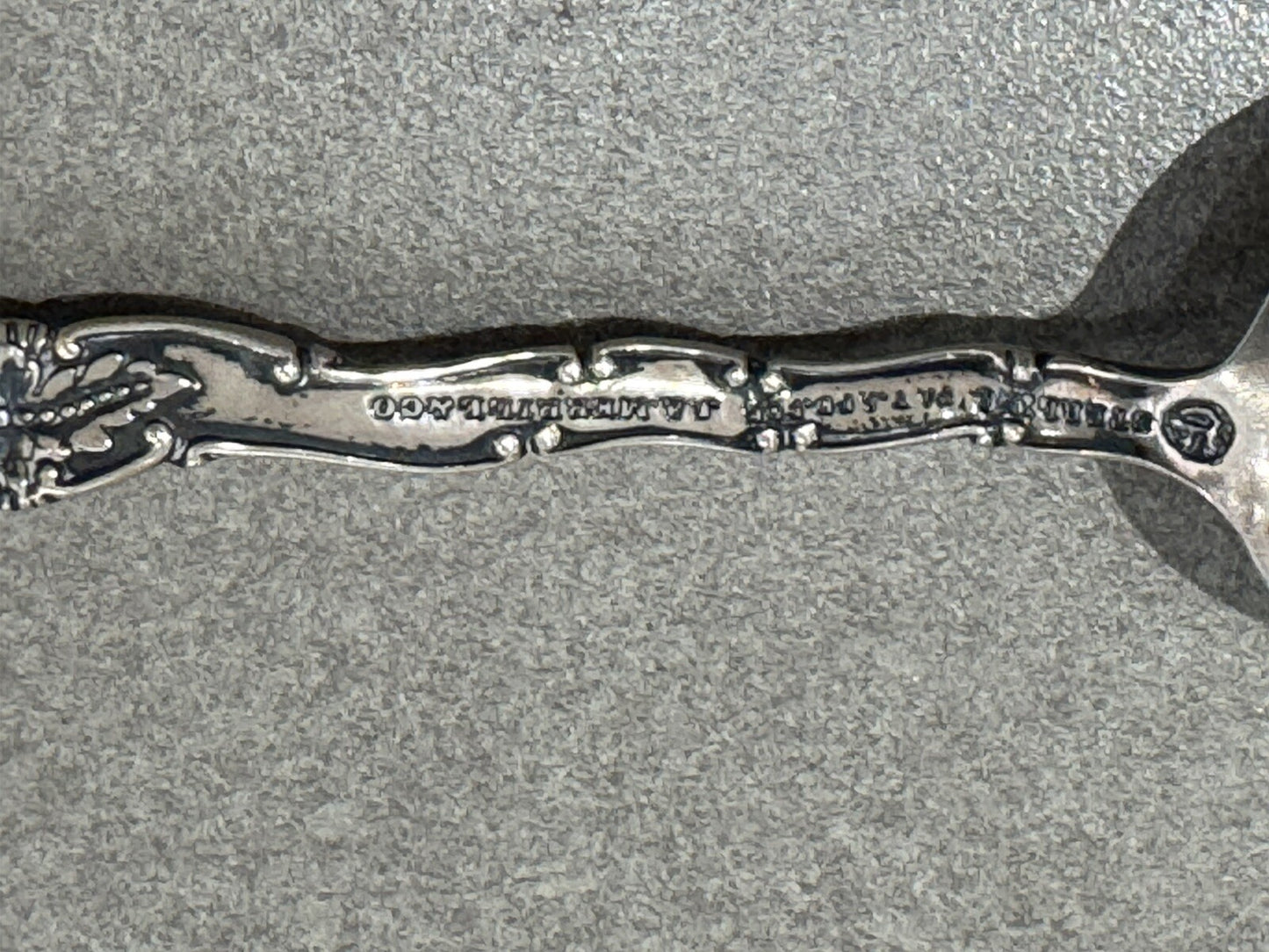 Antique Longfellow Portland ME Sterling Silver souvenir spoon, 28 grams 6”